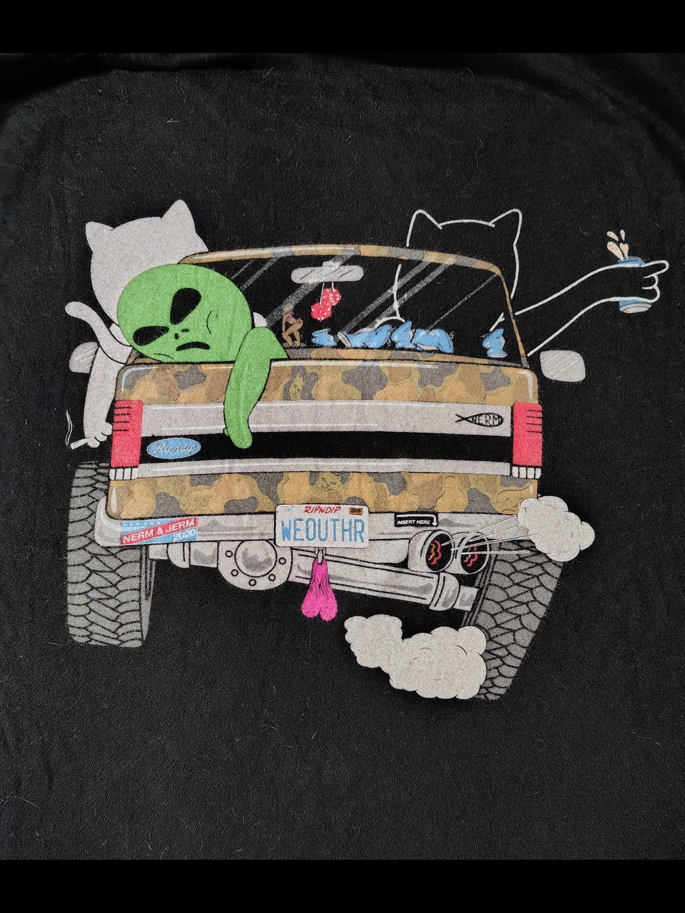 RIPNDIP Mens Medium Black T-Shirt Lord Nermal Camo Truck Graphic Front Back - Picture 5 of 6